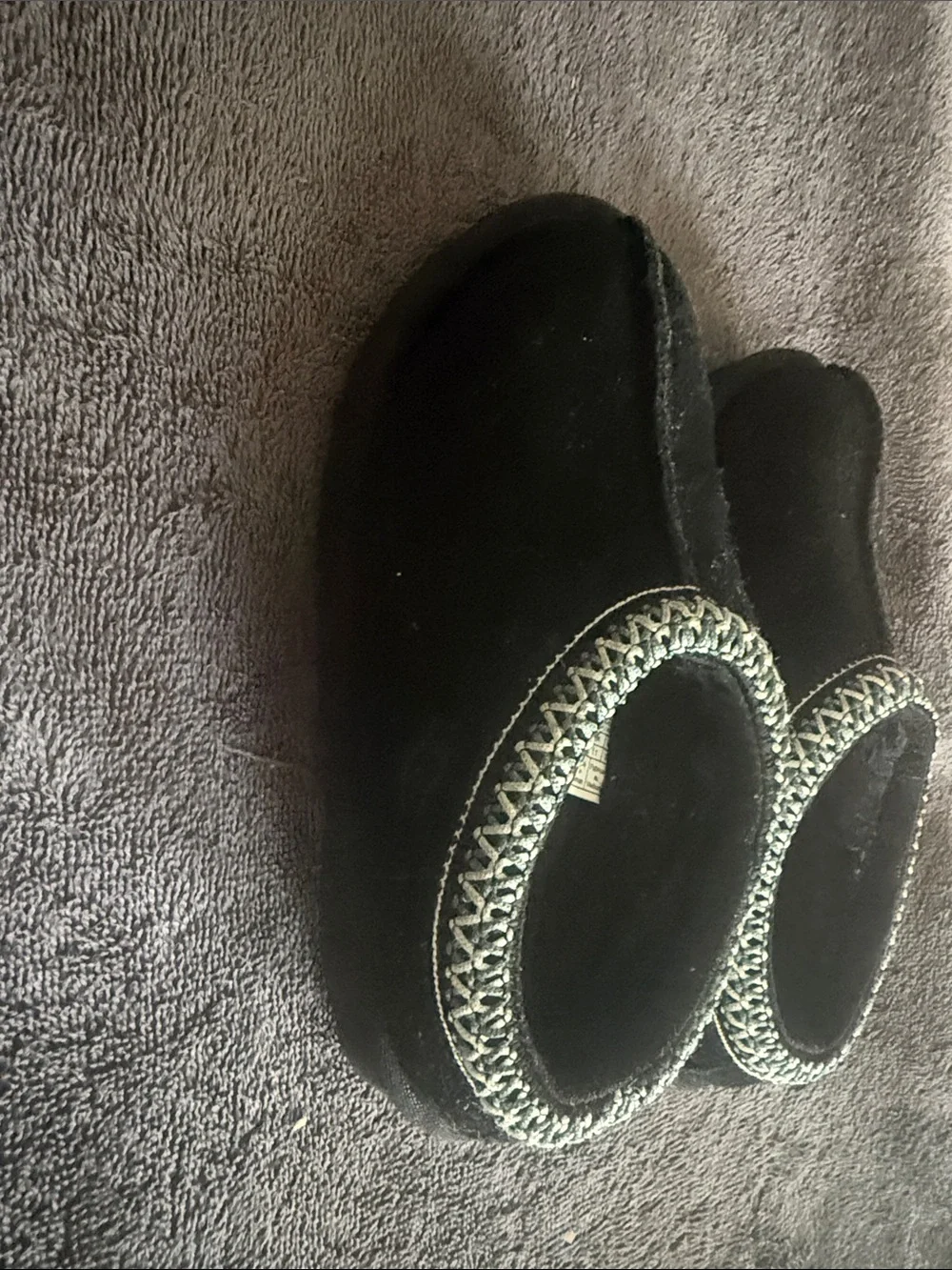 UGG Black Kids Slip-On Slippers with Decorative Trim